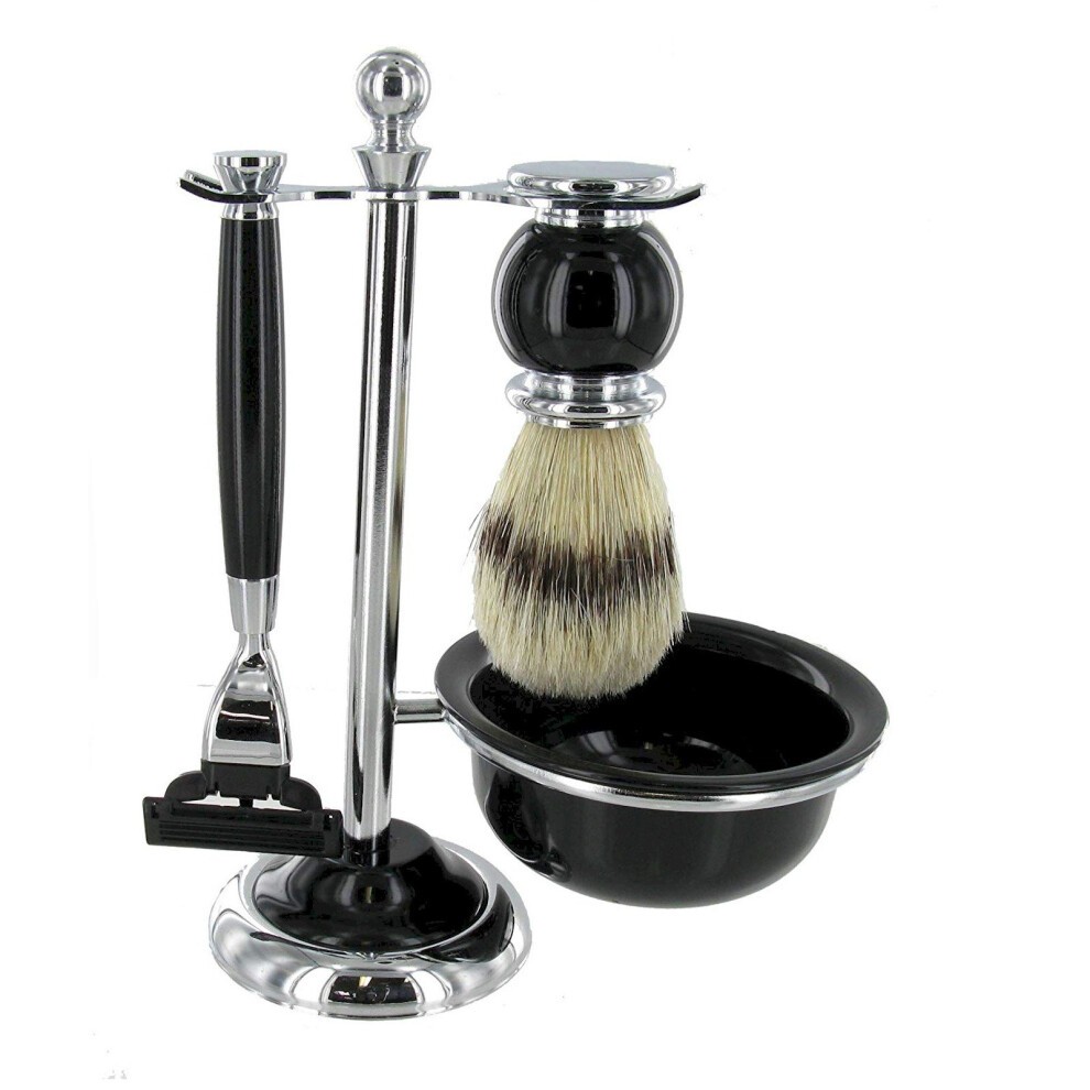 Shaving Set With Shaving Brush, Bowl and Stand in Chrome