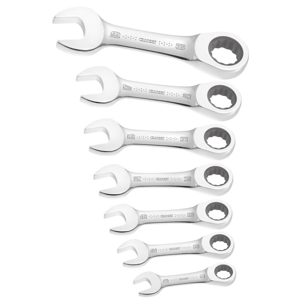 Britool Expert E111104b Stubby Ratchet Spanner Set 7 Piece Metric 3258951111048