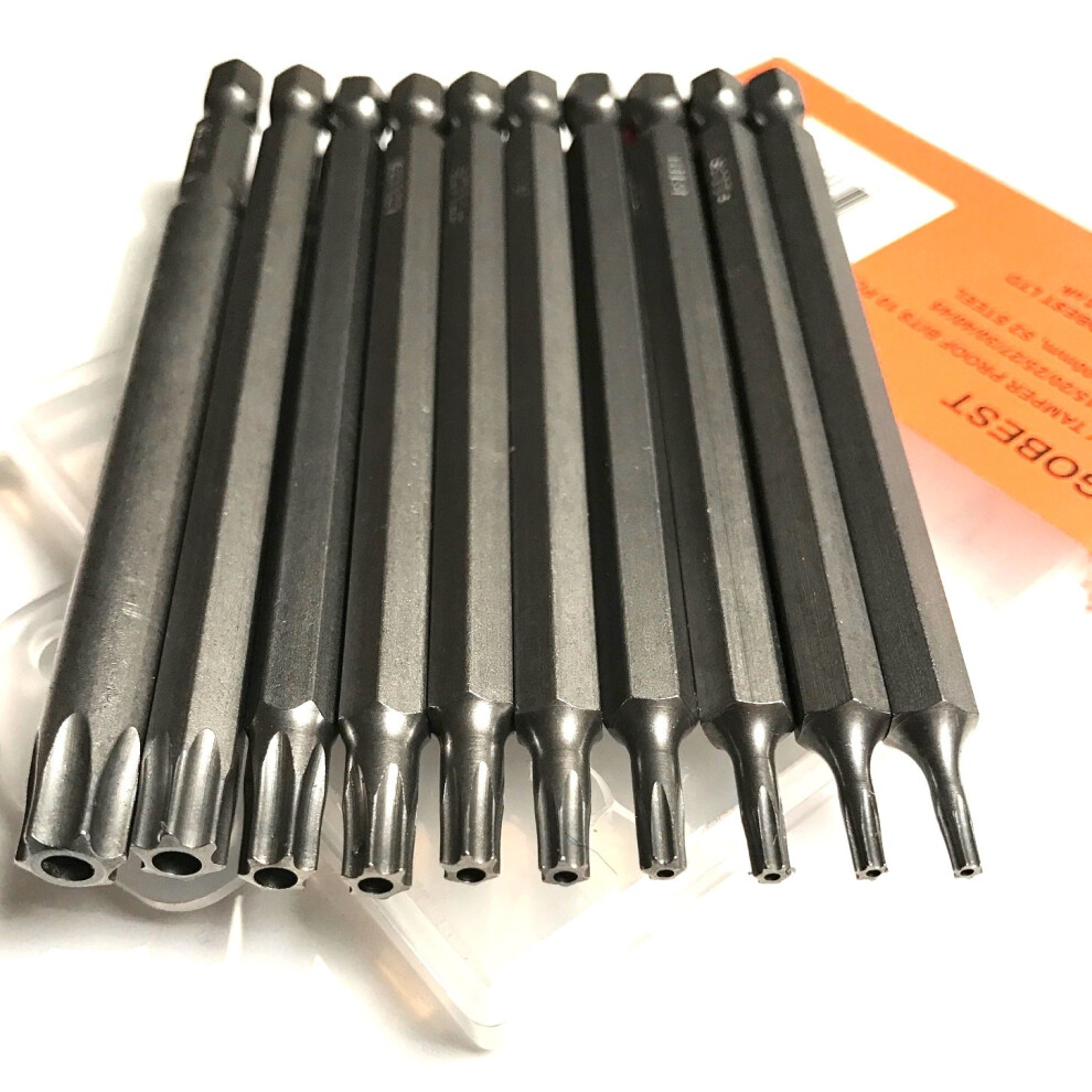 Gobest Magnetic Torx Security Screwdriver Bits Set 10Pcs 100Mm T8-T45 Gb-0028 634154599792