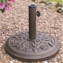 9.5kg 45cm Dia Cast Iron Effect Garden Parasol Base Bronze Rose Design