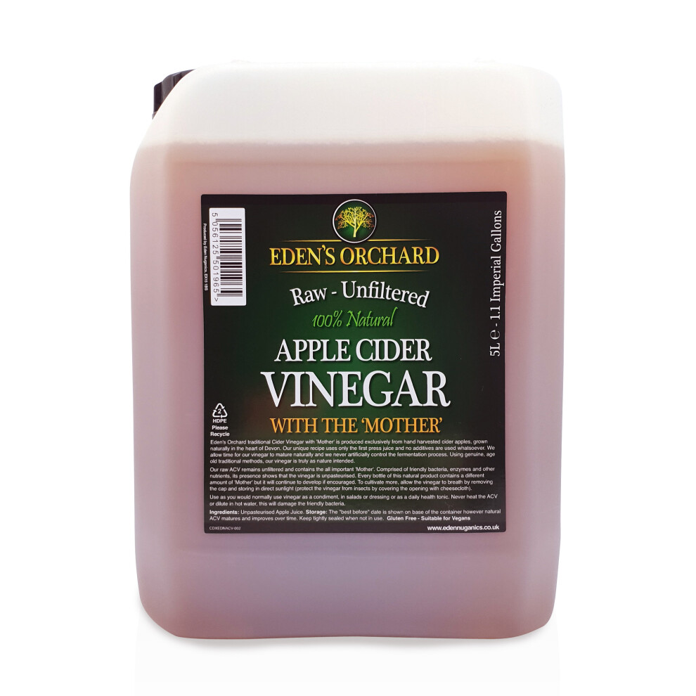 Eden's Orchard Apple Cider Vinegar With The Mother - 5 Litre Jerry Can