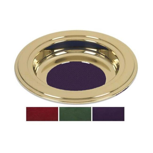 CBCS TC173BRG Brass Tone Offering Plate, Burgundy