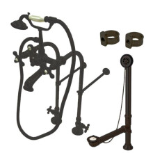 Kingston Brass CCK5175AX Vintage Freestanding Clawfoot Tub Faucet Package with Metal Cross Handles in Oil Rubbed Bronze