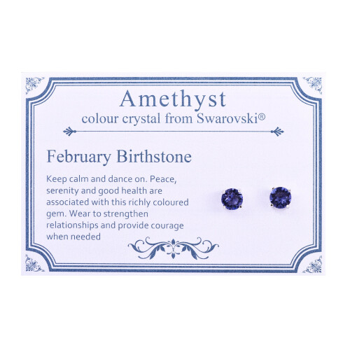 Philip Jones Jewellery February (Amethyst) Birthstone Earrings Created with Swarovski Crystals 1