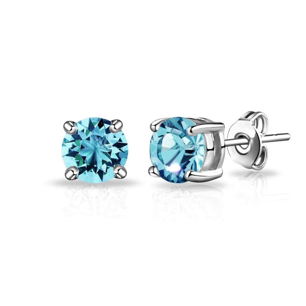 March (Aquamarine) Birthstone Earrings Created with Swarovski Crystals