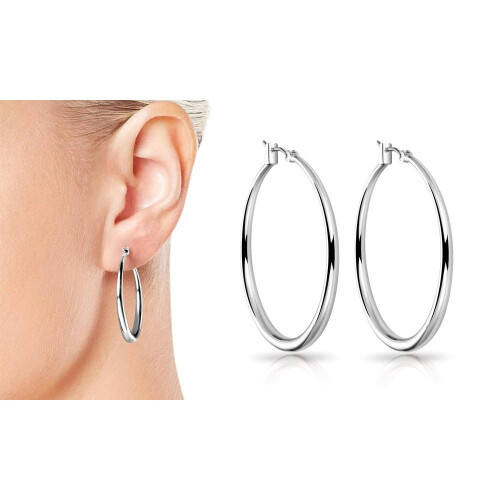 Philip Jones Jewellery Silver Plated 40mm Hoop Earrings 1
