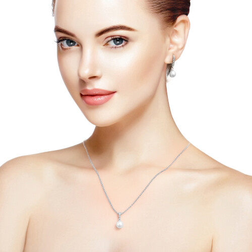 Philip Jones Jewellery Silver Plated Pearl Drop Set Created with Swarovski Crystals 1