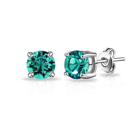 Philip Jones Jewellery May (Emerald) Birthstone Earrings Created with Swarovski Crystals