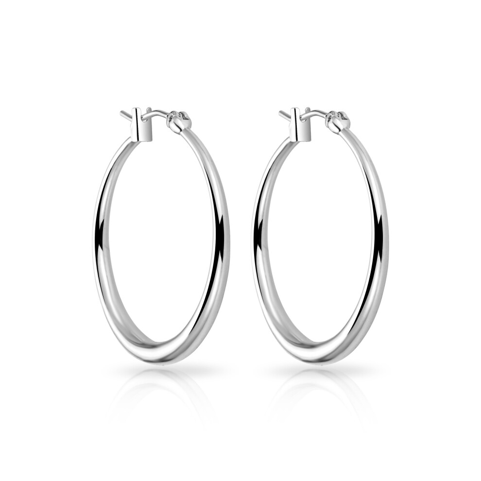 Philip Jones Jewellery Plated 30Mm Hoop Earrings Silver