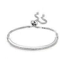 Silver Plated Friendship Bracelet Created with Swarovski Crystals