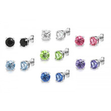 Seven Pairs of Round Earrings Created with Swarovski Crystals