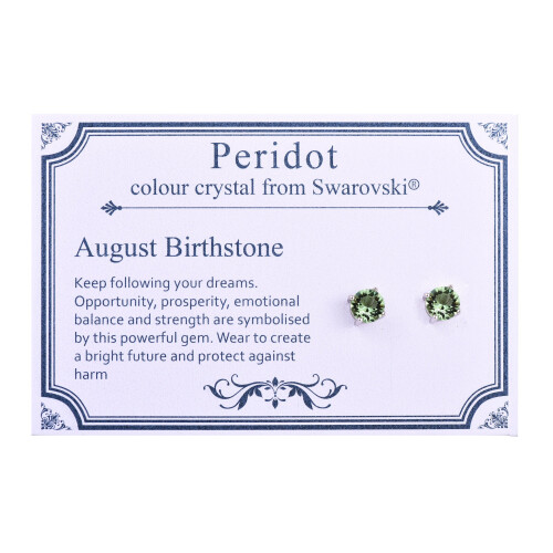 Philip Jones Jewellery August (Peridot) Birthstone Earrings Created with Swarovski Crystals 1