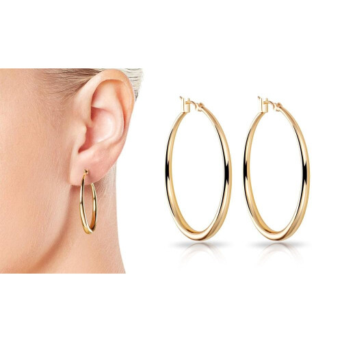 Philip Jones Jewellery Gold Plated 40mm Hoop Earrings 1