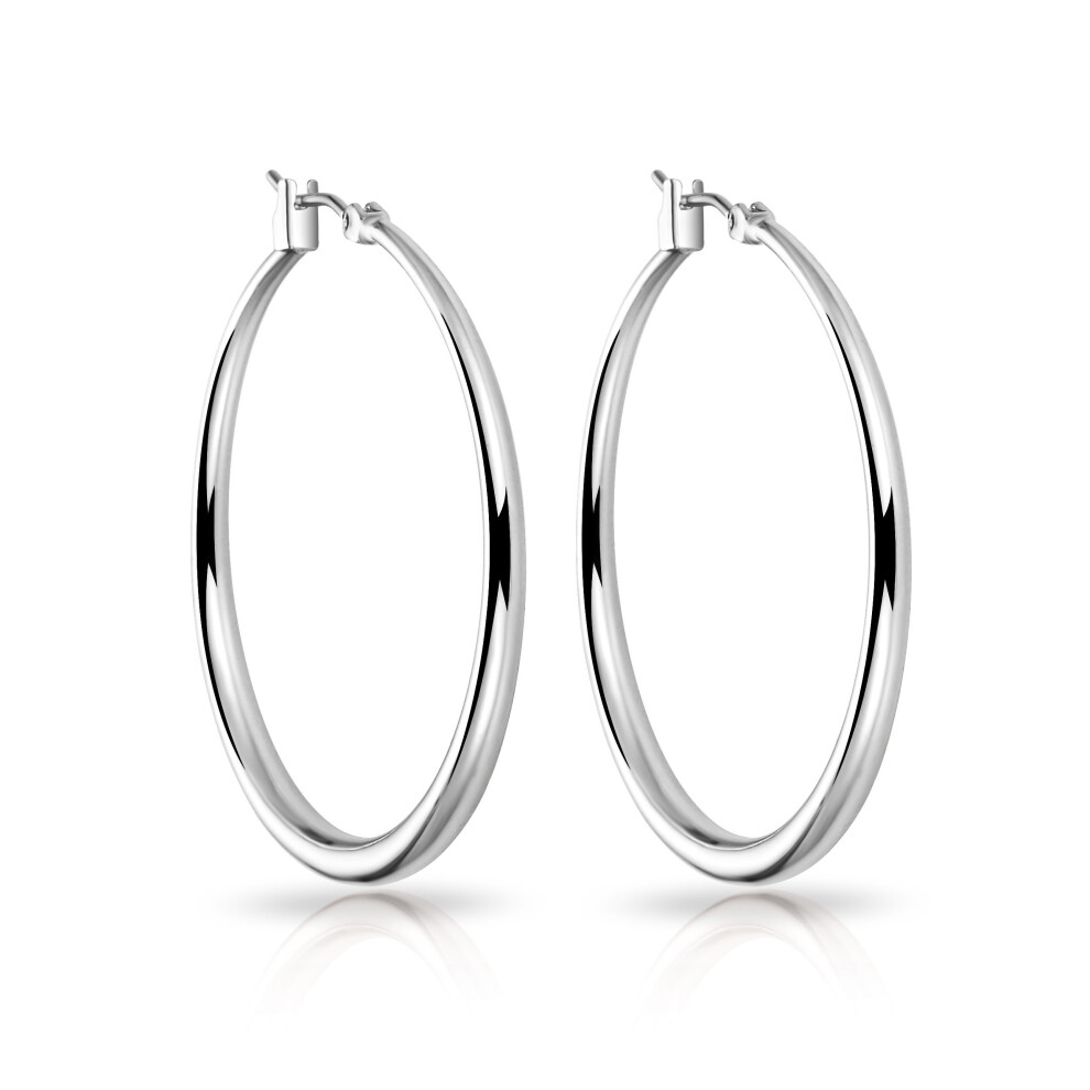 Silver Plated 40mm Hoop Earrings