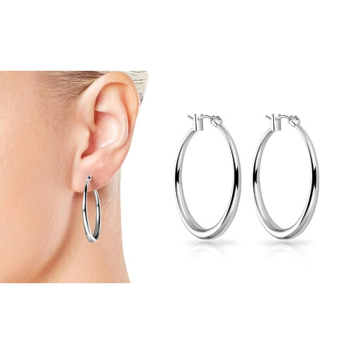 Philip Jones Jewellery Silver Plated 30mm Hoop Earrings 1