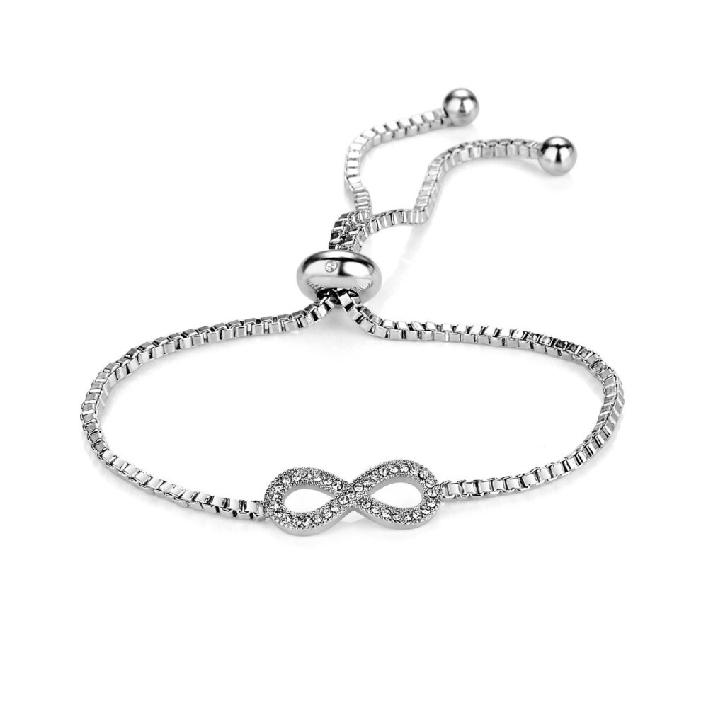 Silver Plated Infinity Friendship Bracelet Created with Swarovski Crystals