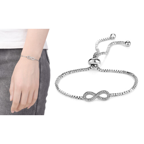 Philip Jones Jewellery Silver Plated Infinity Friendship Bracelet Created with Swarovski Crystals 1