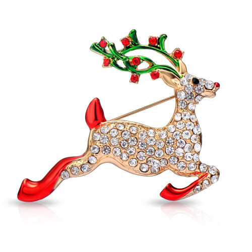 Philip Jones Jewellery Reindeer Christmas Brooch