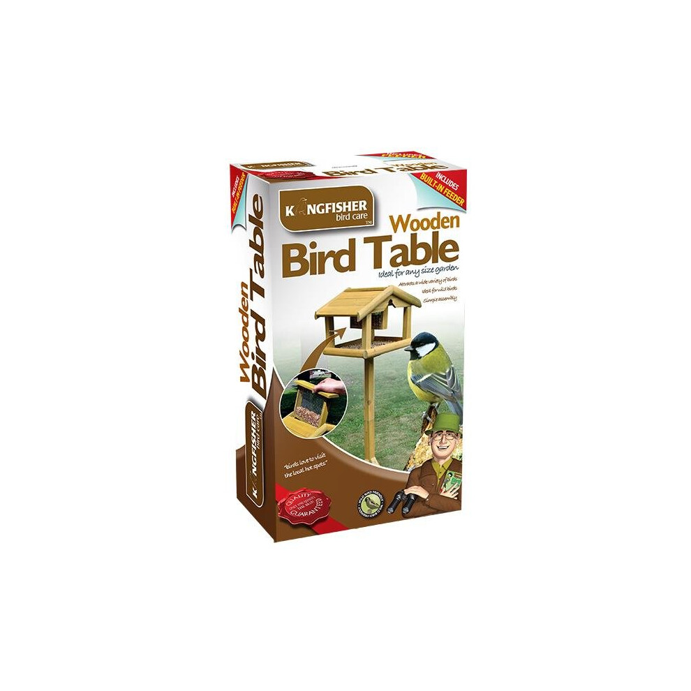 Deluxe Wooden Garden Bird Feeding Table with Built-In Nut Feeder - Attracts Wild Birds, Easy Assembly (BF009WF, 118cmH x 53cmW x 53cmD)