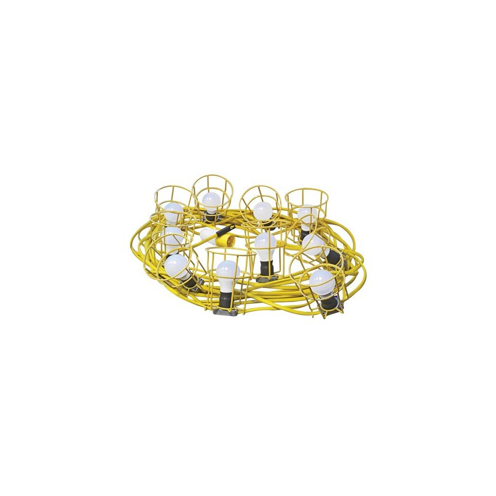 Faithfull Power Plus HL-03ES-22-LED Festoon Lights Low Energy 10 LED Bulbs 110 Volt 22m