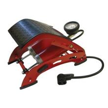 Faithfull FAIAUFPUMP2 Double Cylinder Foot Pump with Gauge - Rapid Action, 100 PSI, 60cm Hose, Schrader/Presta, Steel Frame