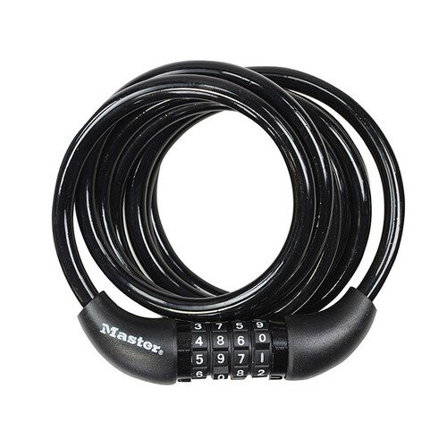 Master Lock Master Lock 8221E Black Self Coiling Combination Cable 1.8m x 8mm