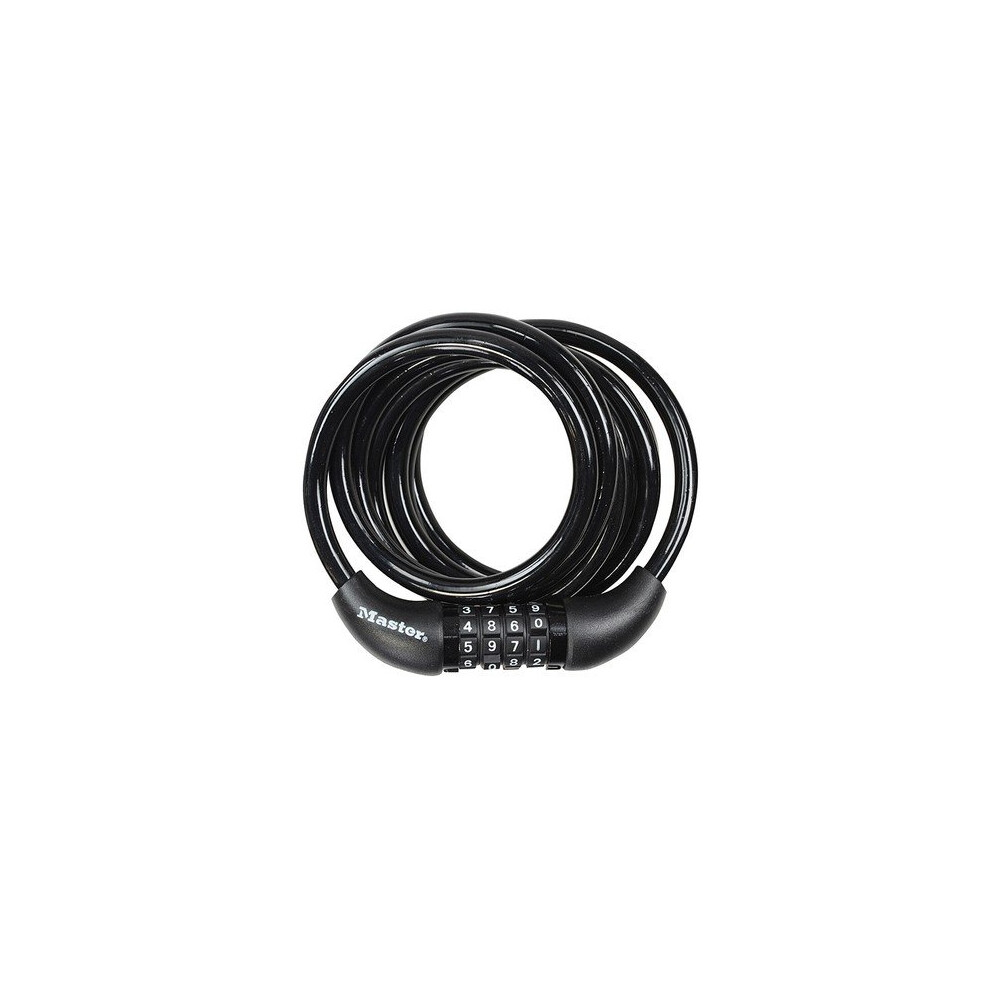 Master Lock 8221E Black Self Coiling Combination Cable 1.8m x 8mm