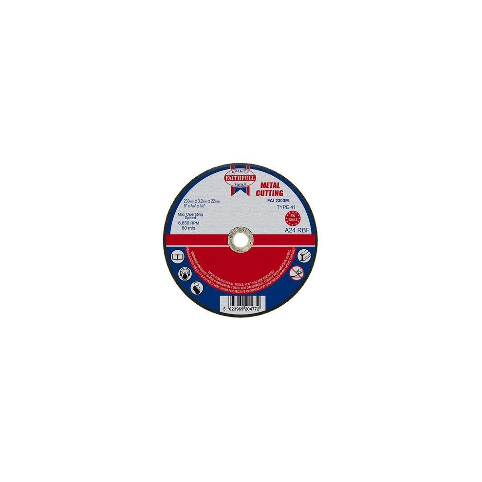 Faithfull FAI2303M Cut Off Disc for Metal 230 x 3.2 x 22mm