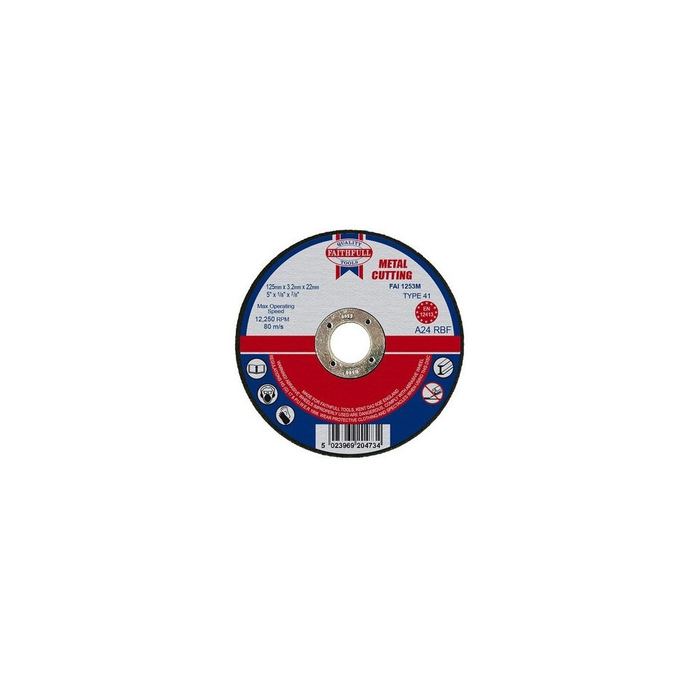 Faithfull FAI1253M Cut Off Disc for Metal 125 x 3.2 x 22mm