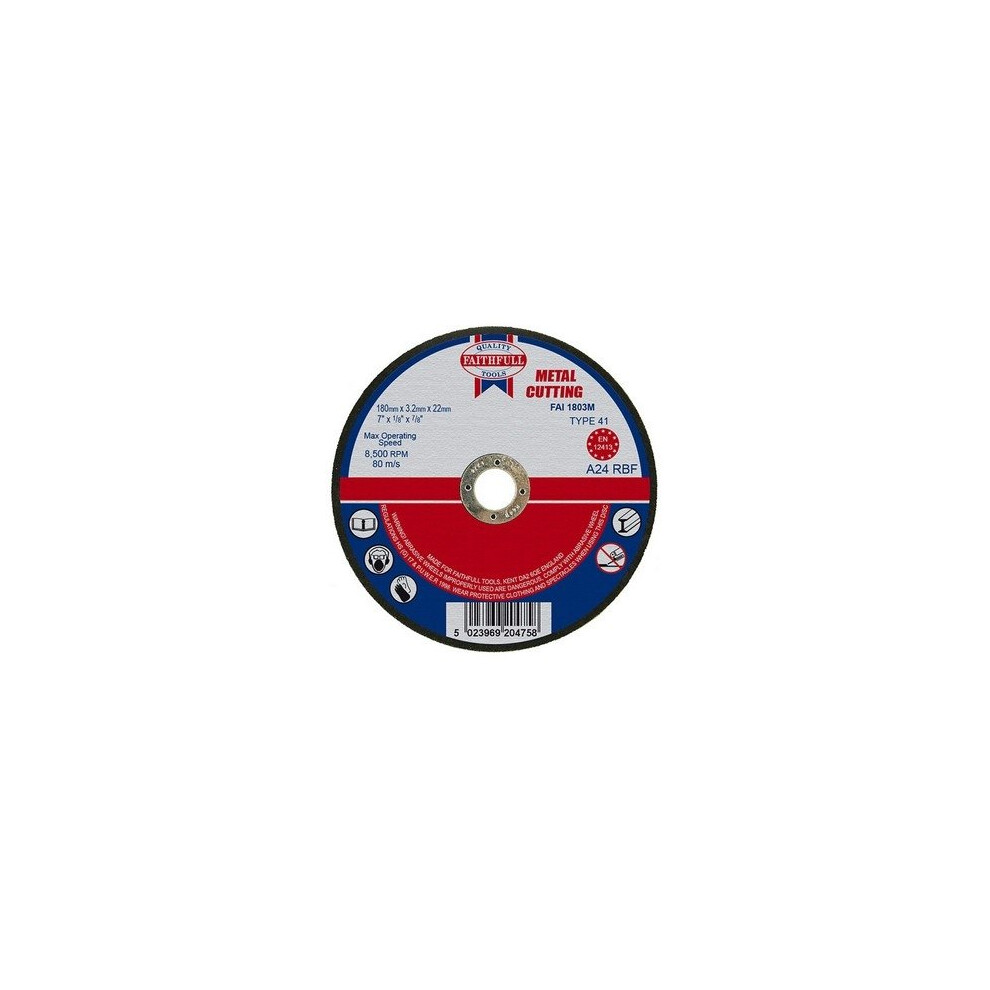 Faithfull FAI1803M Cut Off Disc for Metal 180 x 3.2 x 22mm