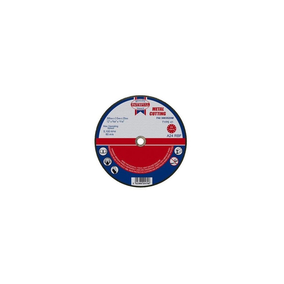 Faithfull FAI3003520M Cut Off Disc for Metal 300 x 3.5 x 20mm