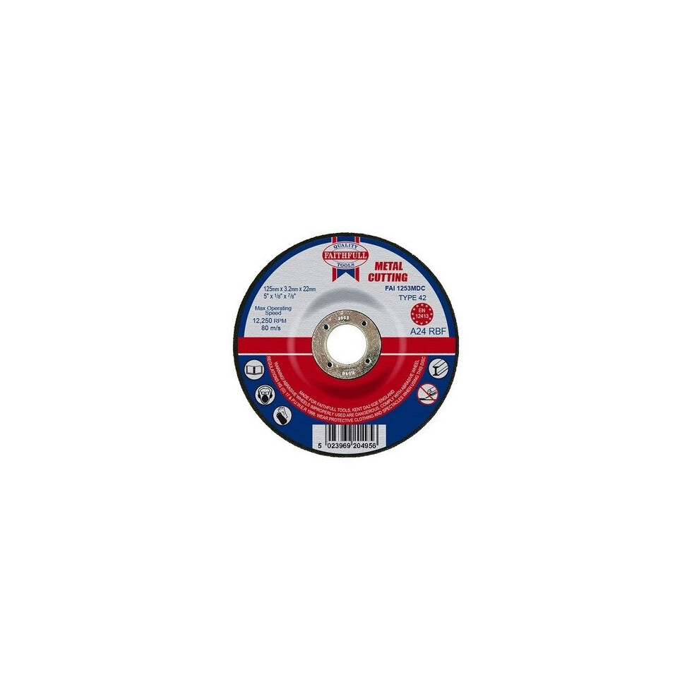 Faithfull FAI1253MDC Cut Off Disc for Metal Depressed Centre 125 x 3.2 x 22mm