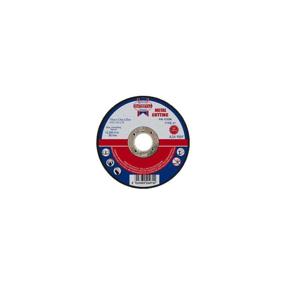 Faithfull FAI1153M Cut Off Disc for Metal 115 x 3.2 x 22mm