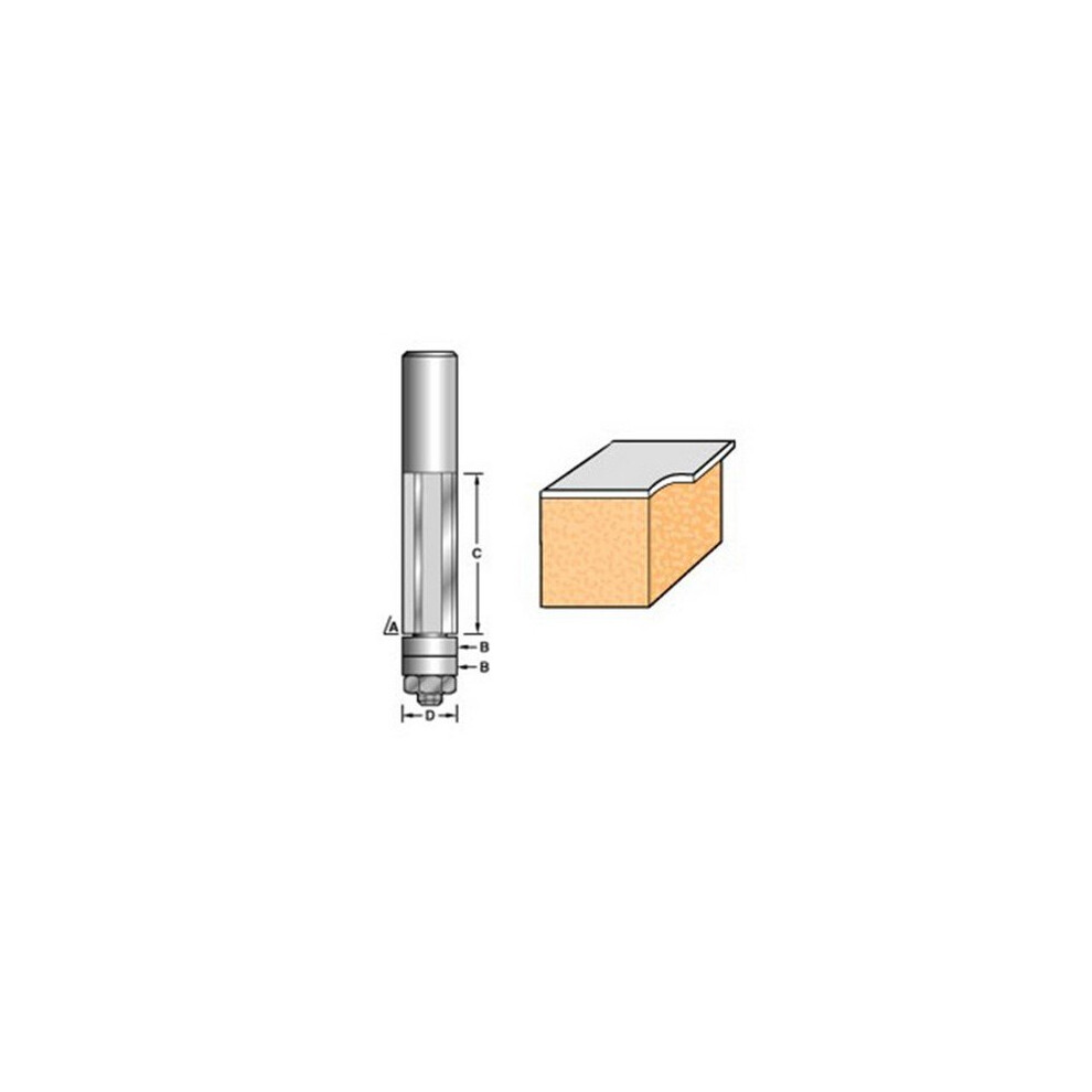 Trend 46/82X1/2TC 46/82 x 1/2 TCT 90° Bearing Guided Triple Flute Cutter 12.7 x 38.1mm
