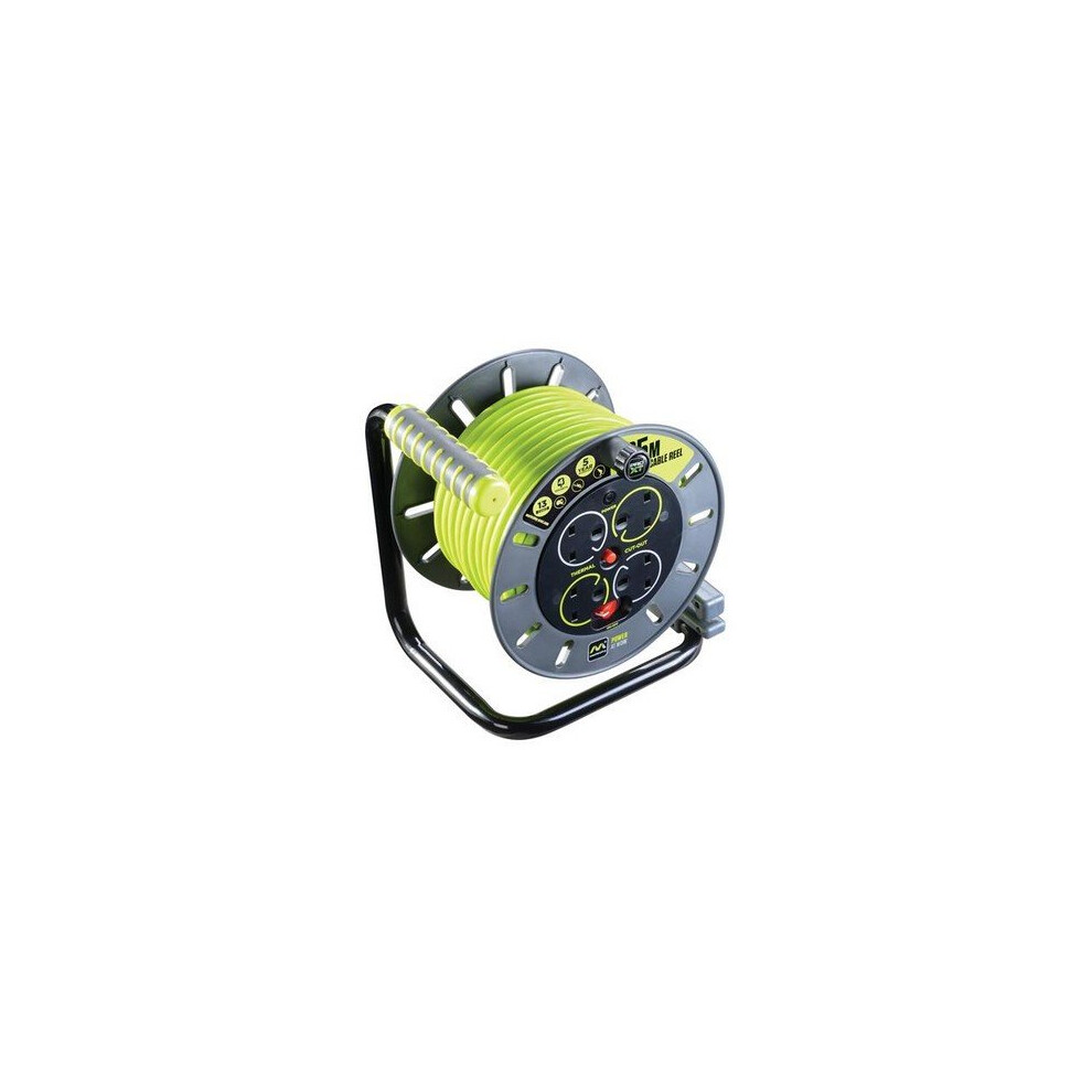 Masterplug Omu25134sl-Px Pro-Xt Open Cable Reel 25M 13A 4 Socket 5015056526546
