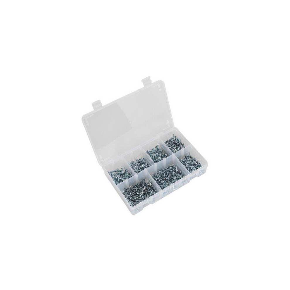 Sealey AB060SDS Self Drilling Screw Assortment 500pc Pan Head Phillips Zinc D7504N-image-OPC-P5JHCWS-NEW