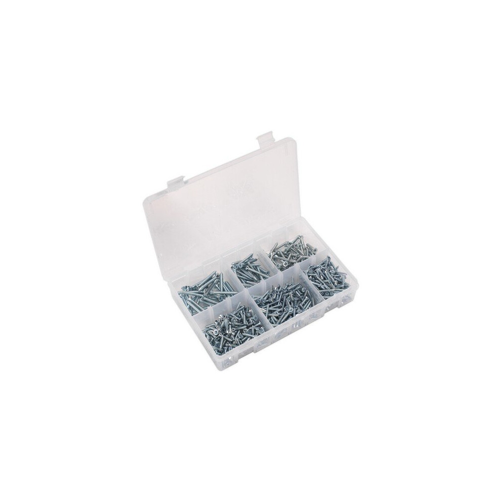 Sealey AB062STCS Self Tapping Screw Assortment 510pc Countersunk Pozi Zinc DIN 7982