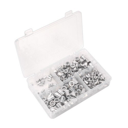 Sealey Sealey AB073TI Threaded Insert Rivet Nut Assortment 200pc M4-M8 Splined Metric