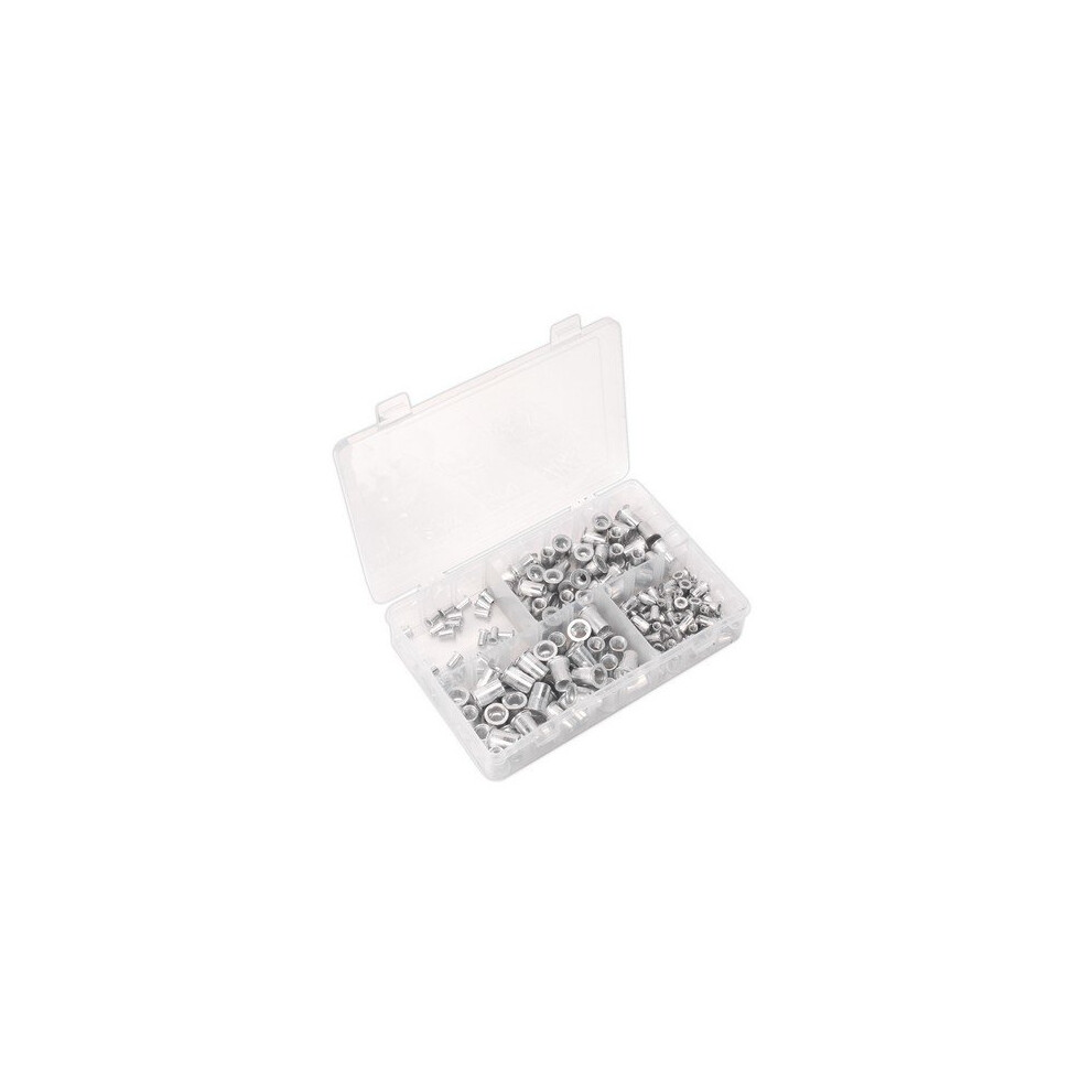 Sealey AB073TI Threaded Insert Rivet Nut Assortment 200pc M4-M8 Splined Metric