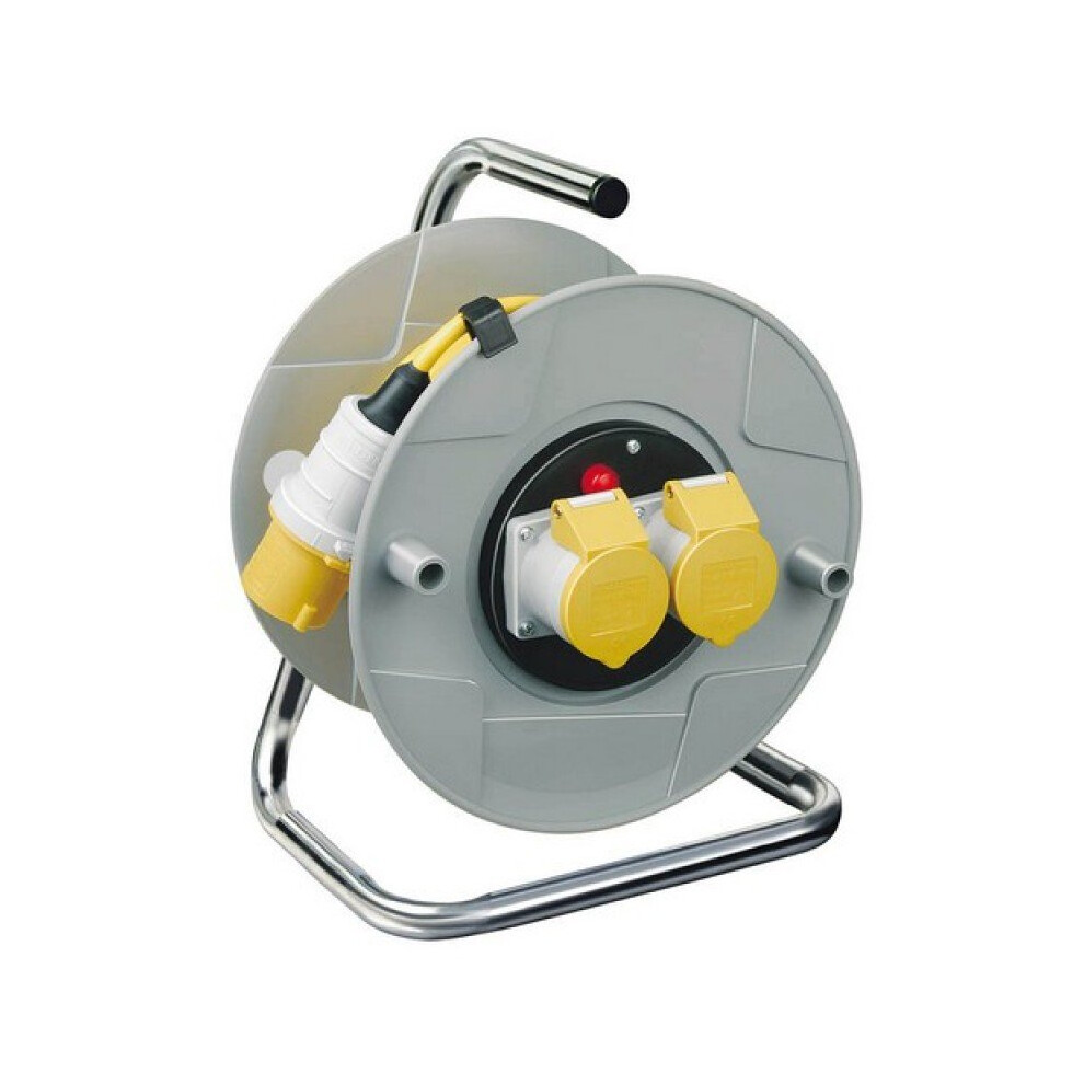 Brennenstuhl 1098743 Extension Cable Reel 25 Metre 110V 16 Amp 2 Socket With Cut Out 4007123141067