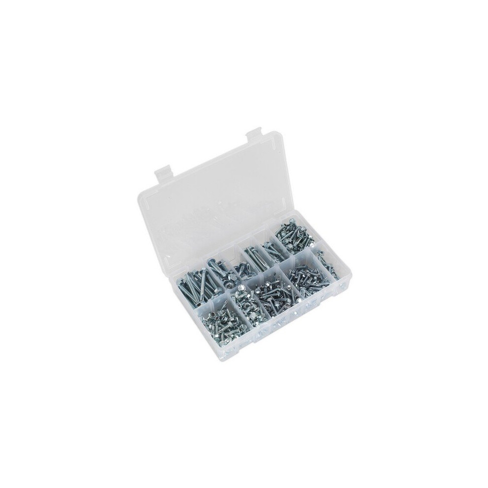 Sealey AB061SDH Self Drilling Screw Assortment 410pc Hex Head Zinc DIN 7504K