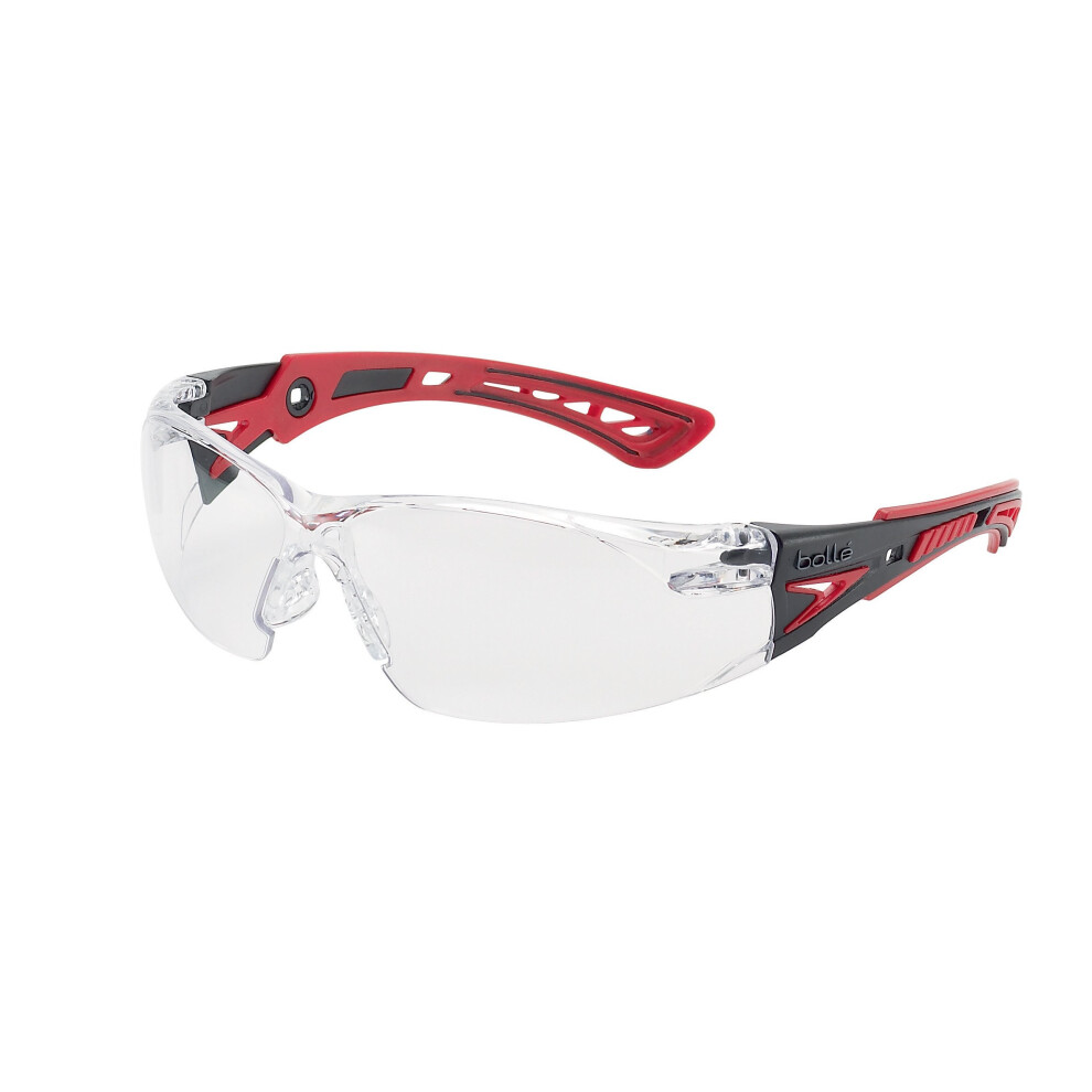 Bolle RUSH+ RUSHPPSI Safety Glasses - Red/Black Temples Clear Lens