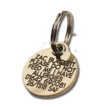 Reinforced Engraved Brass round ID tag 27mm