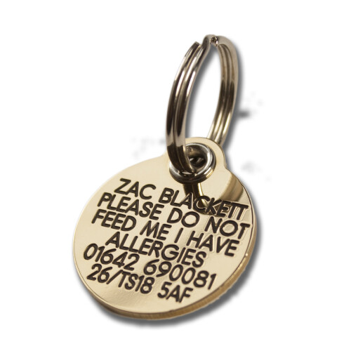 Reinforced Engraved Brass round ID tag 27mm