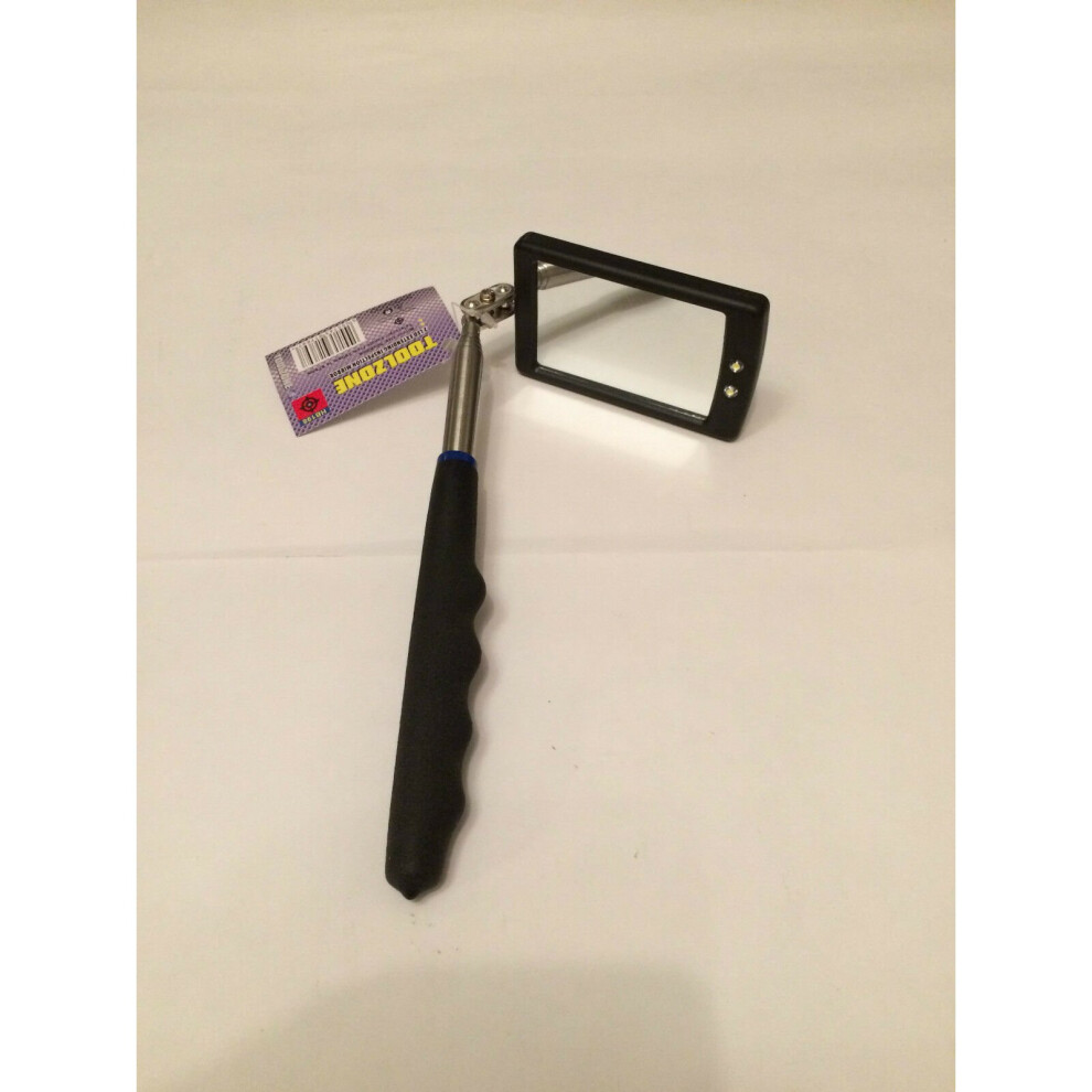 Toolzone Light Led Extending Telescopic Inspection Work Mirror With Grip Handle Size 2