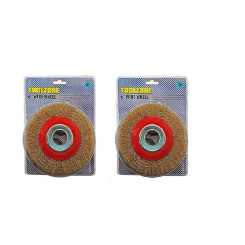 TWO Heavy Duty Wire Wheel For Bench Grinder Brass Coated 6