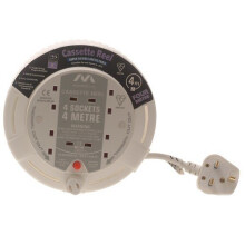 Masterplug SCT0413/R-MS Cassette Cable Reel 4 Metre 4 Socket Thermal Cut-Out White 13A 240 Volt