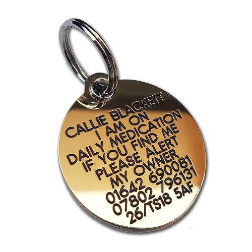 Reinforced Engraved Brass round ID tag 39mm