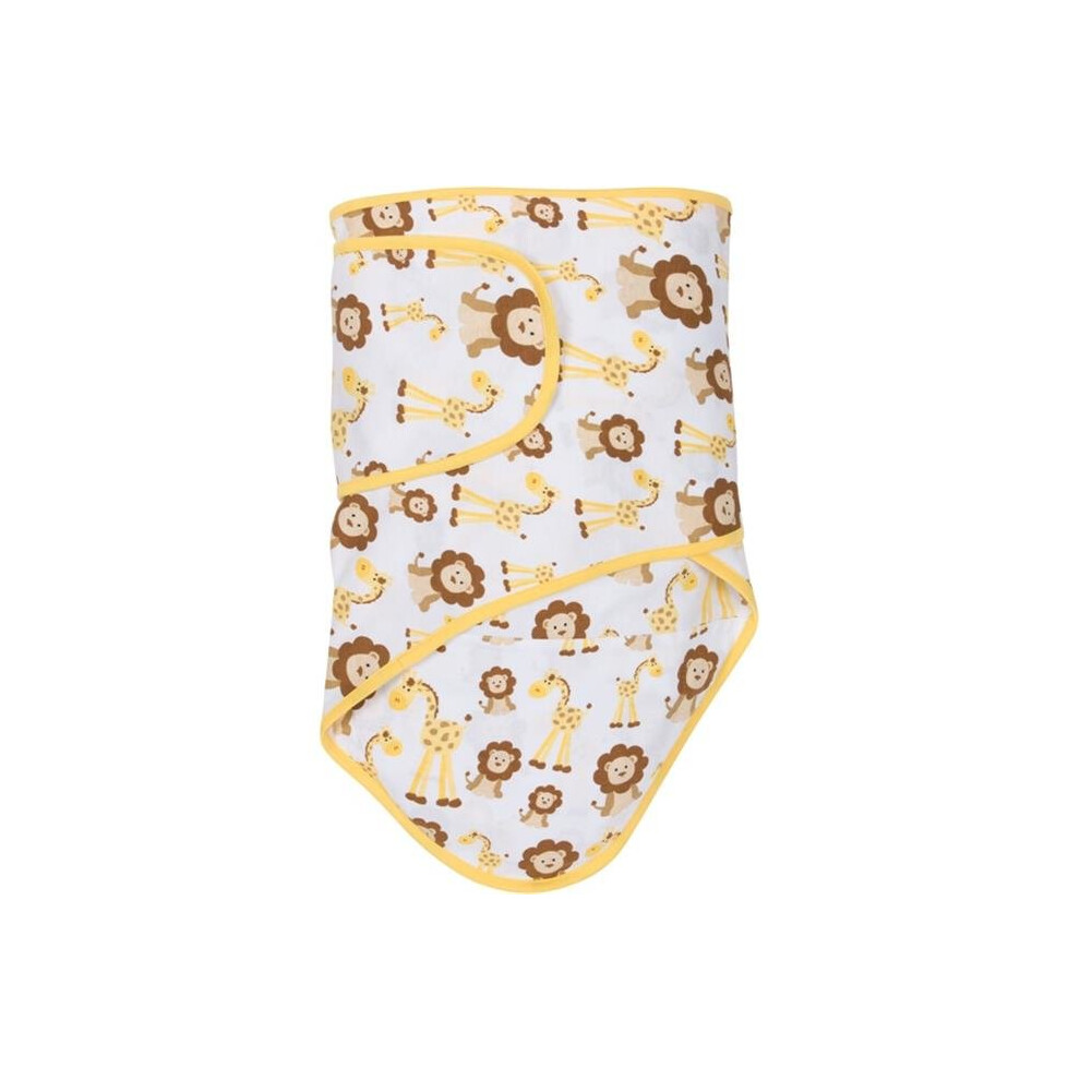 Miracle Blanket 15540 Giraffes & Lions With Butter Yellow Trim Baby Swaddle Blanket