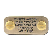 (50mm x 20mm) Bolt on Engraved brass dog ID tag